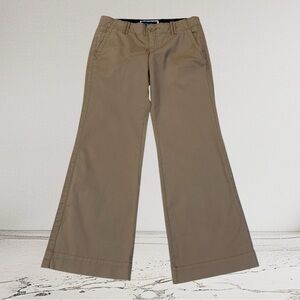 American Eagle Women's Khaki Low-rise Wide-leg Pants Button Back Pockets Sz 10